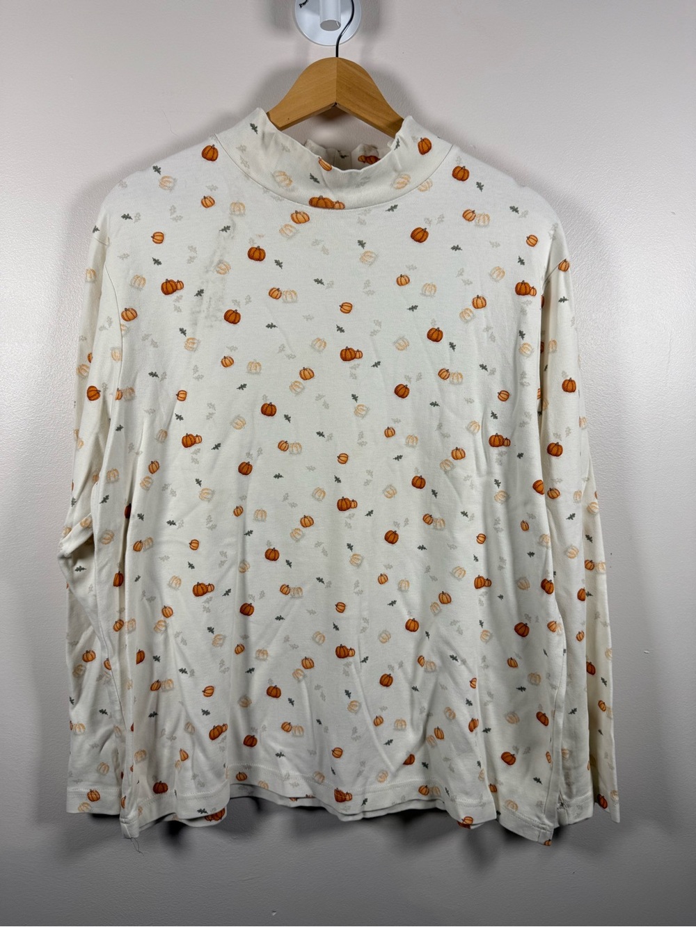 croft & barrow Cream Long-Sleeve Turtleneck with Pumpkin Print